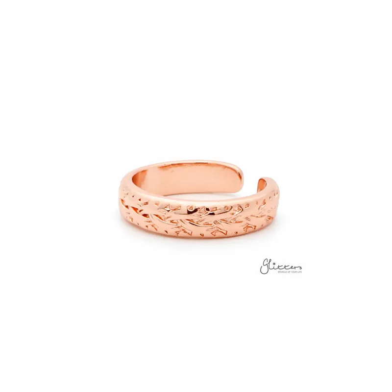 Twisted Rope Pattern Toe Ring - Rose Gold