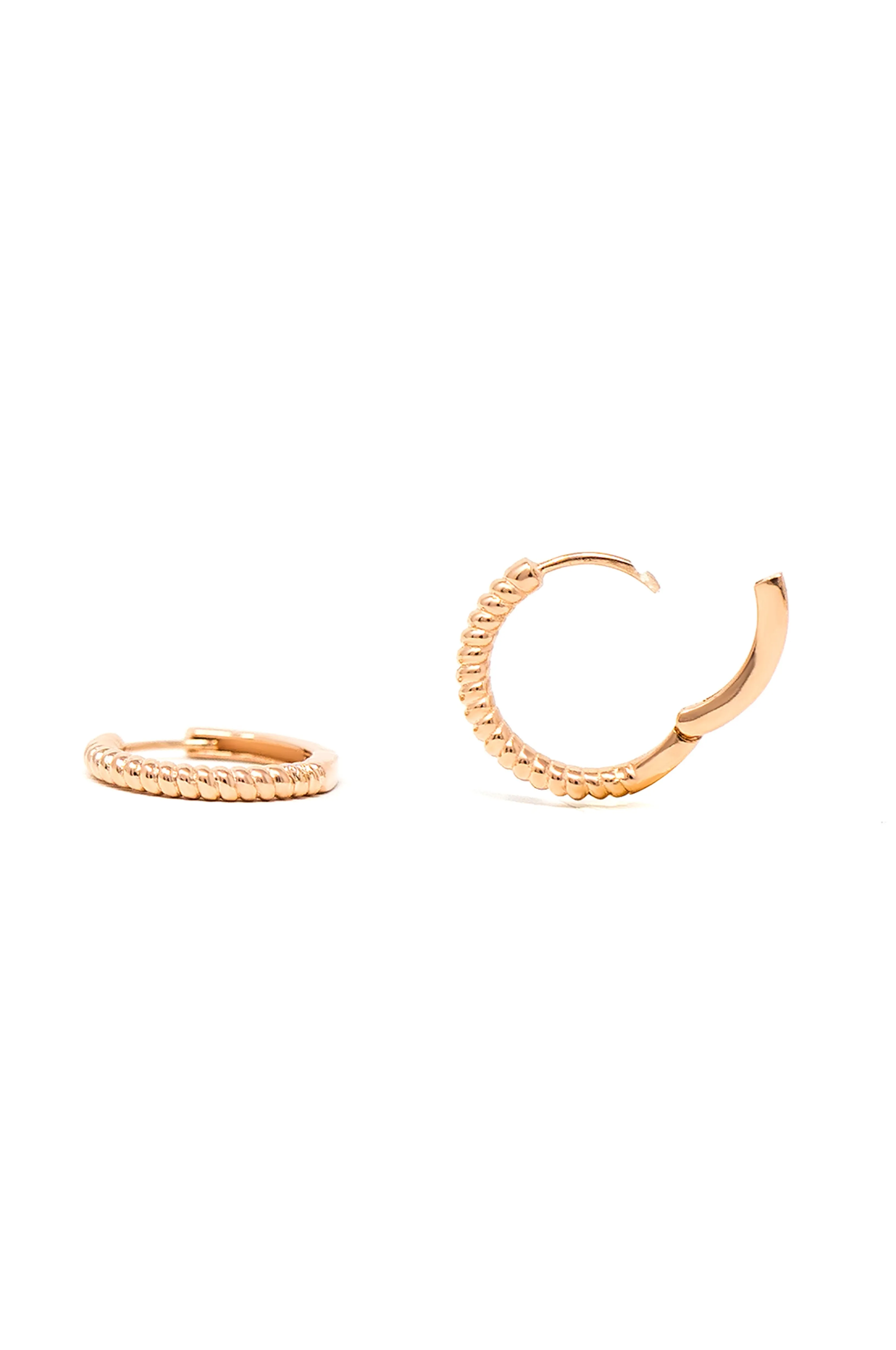 Twisting Glam Rose Gold Plated Sterling Silver Hoop Earrings