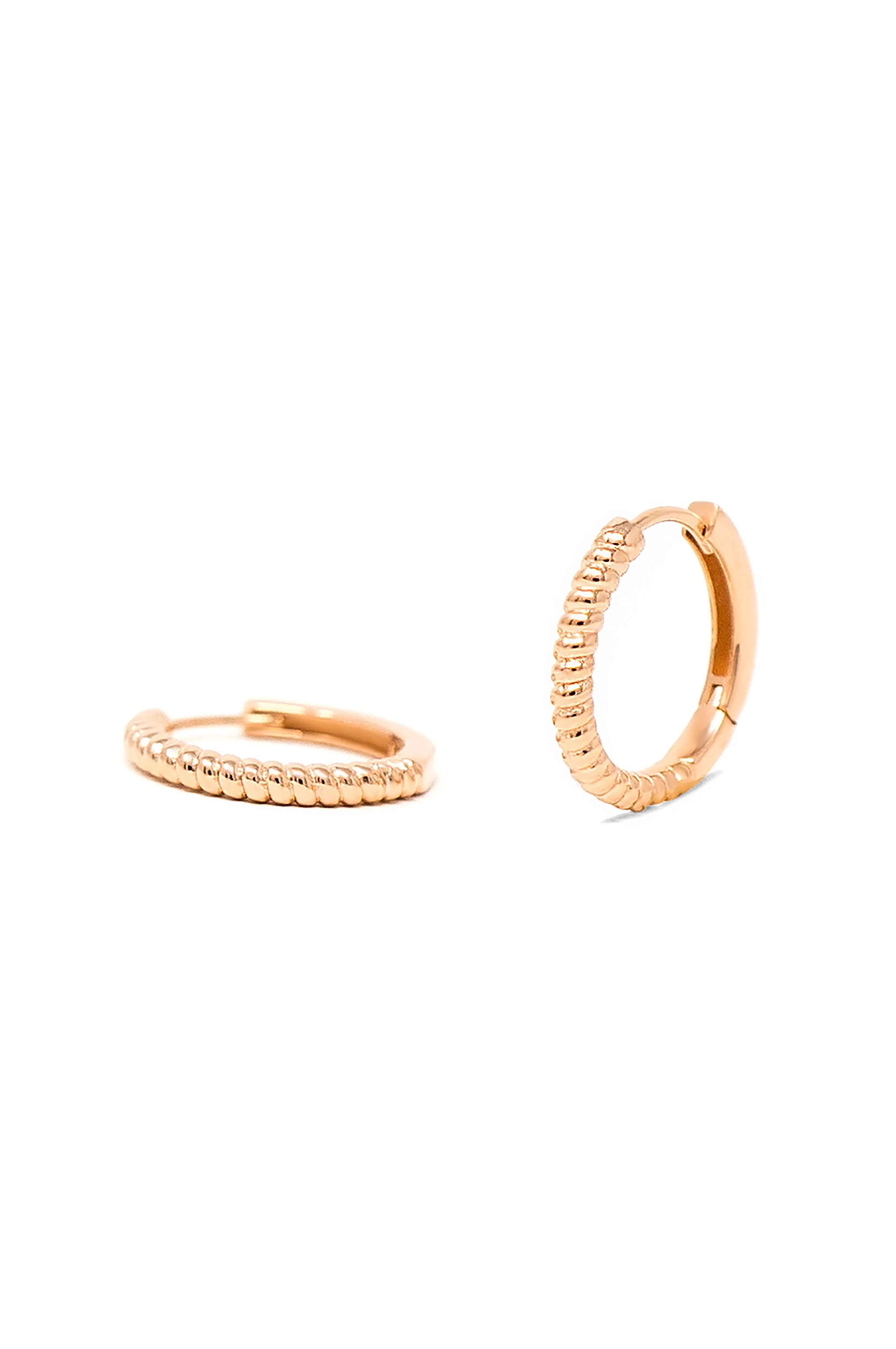 Twisting Glam Rose Gold Plated Sterling Silver Hoop Earrings