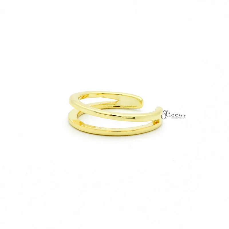 Two Lines Plain Band Toe Ring - Gold