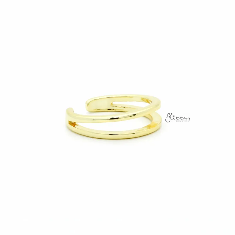 Two Lines Plain Band Toe Ring - Gold