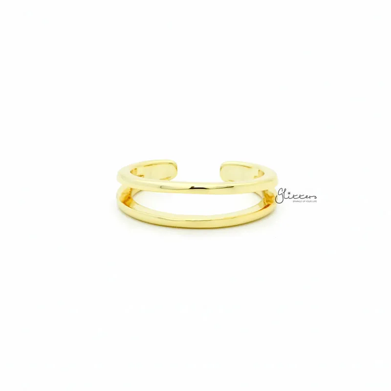 Two Lines Plain Band Toe Ring - Gold