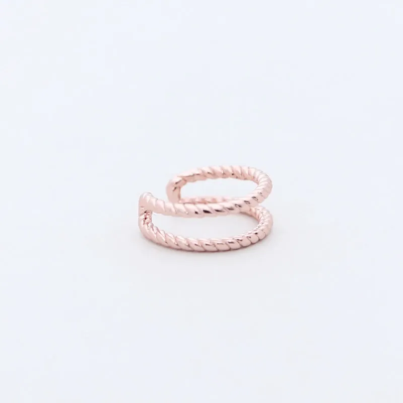 Two Rope Lines Ear Cuff - Rose Gold