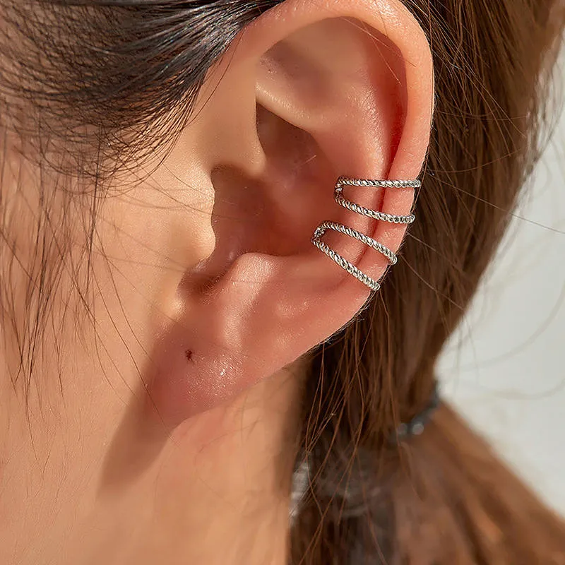 Two Rope Lines Ear Cuff - Rose Gold