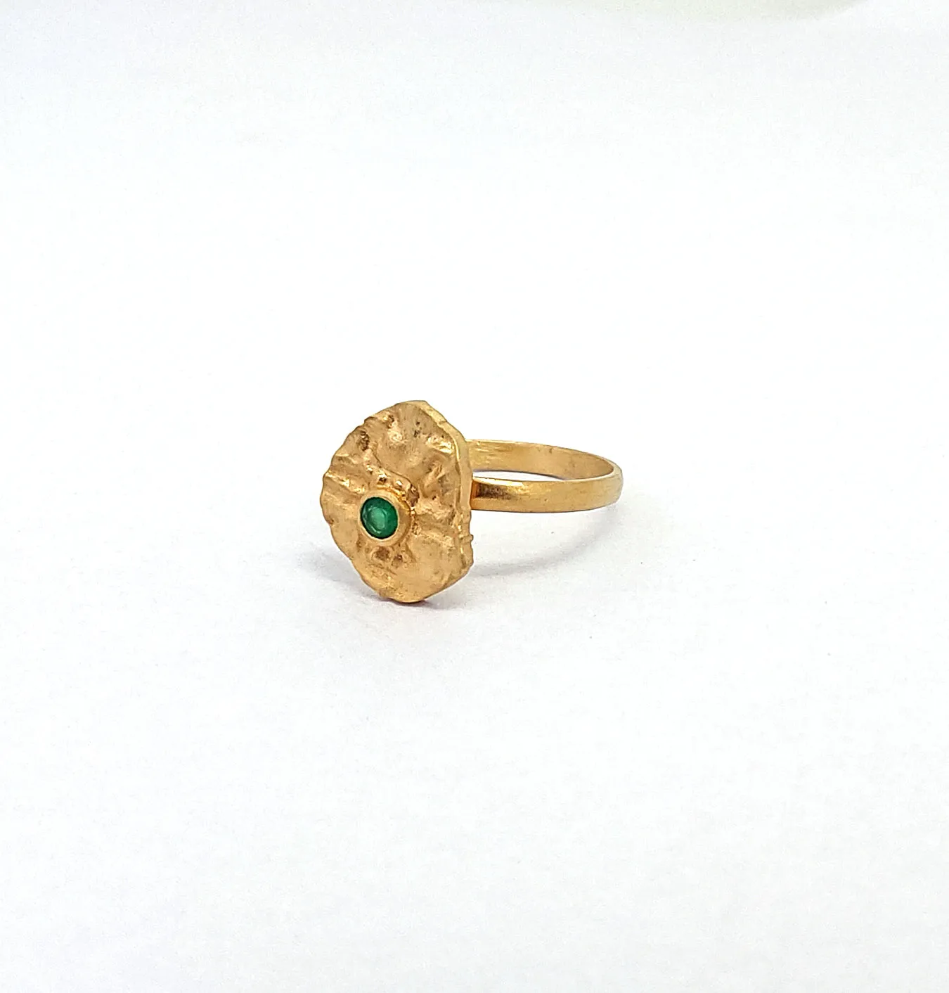 Vama | Zohra Ring | Metal-Sterling Silver | Stone-Green Agate | Finish-Matt