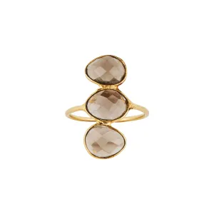 Vama | Trinity Ring | Metal-Sterling Silver | Stone-Smokey Quartz | Finish-Shiny