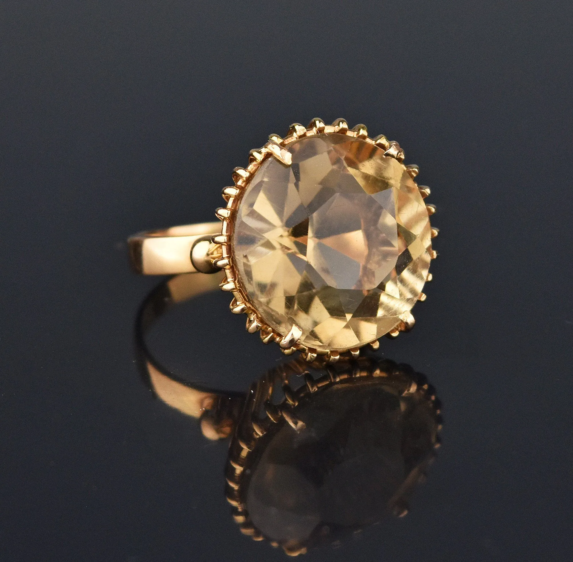 Vintage 18K Gold Citrine Italian Ring