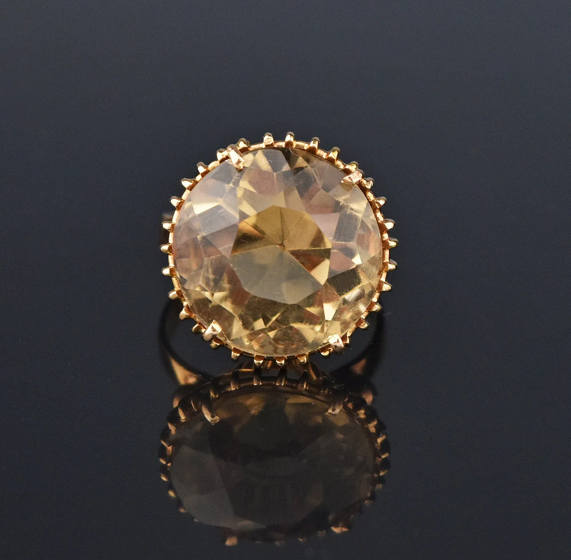 Vintage 18K Gold Citrine Italian Ring