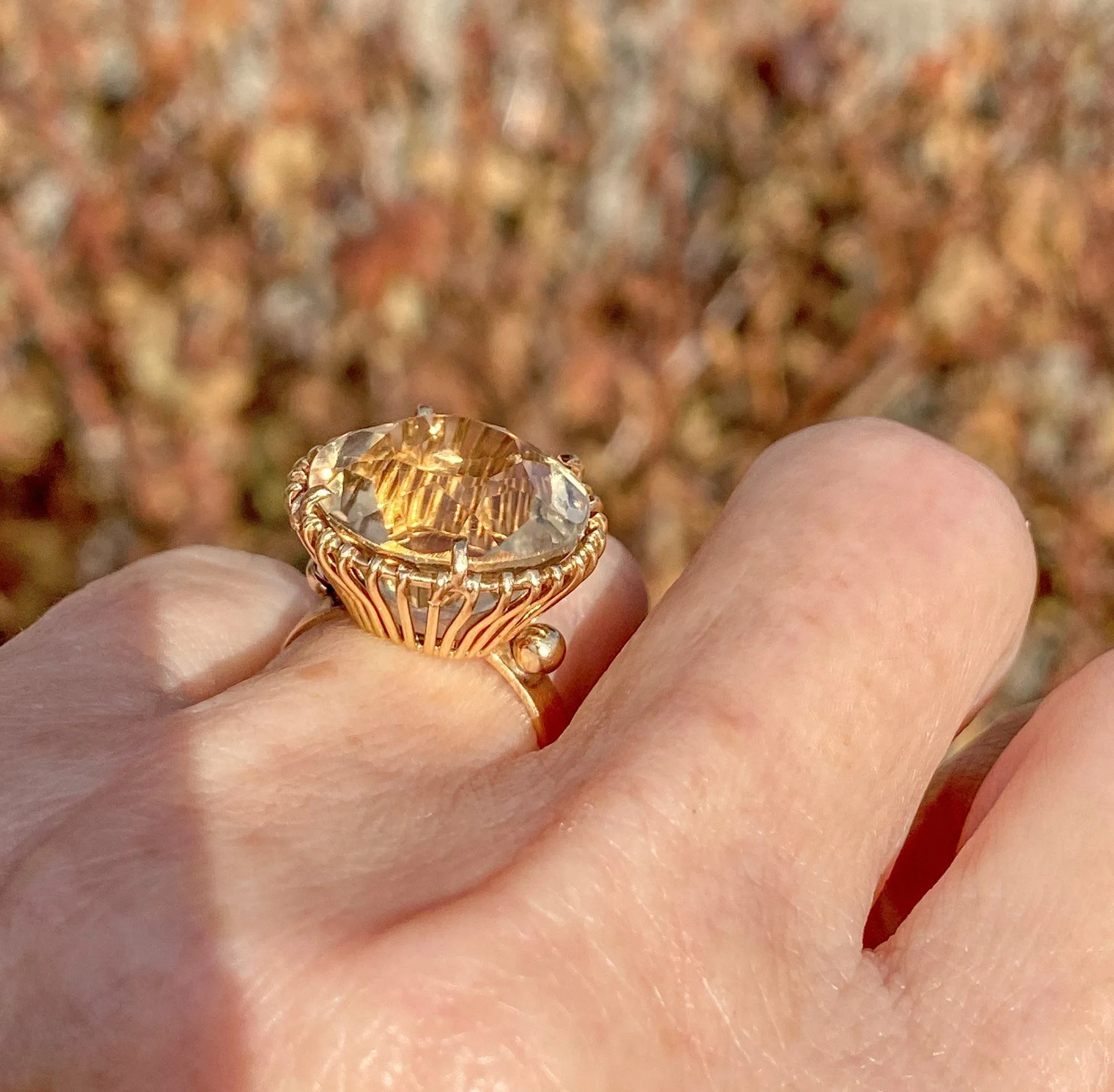 Vintage 18K Gold Citrine Italian Ring