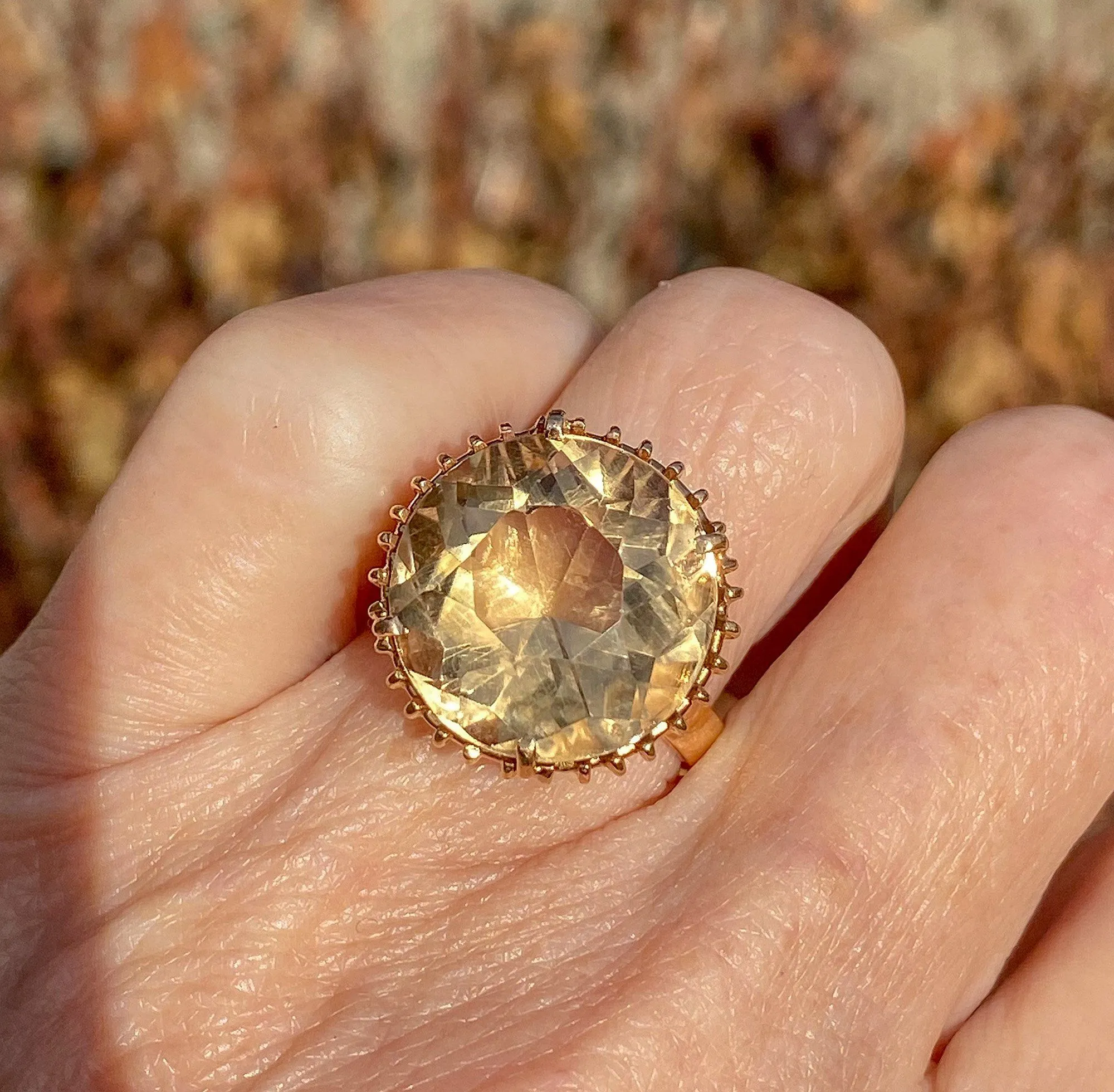 Vintage 18K Gold Citrine Italian Ring