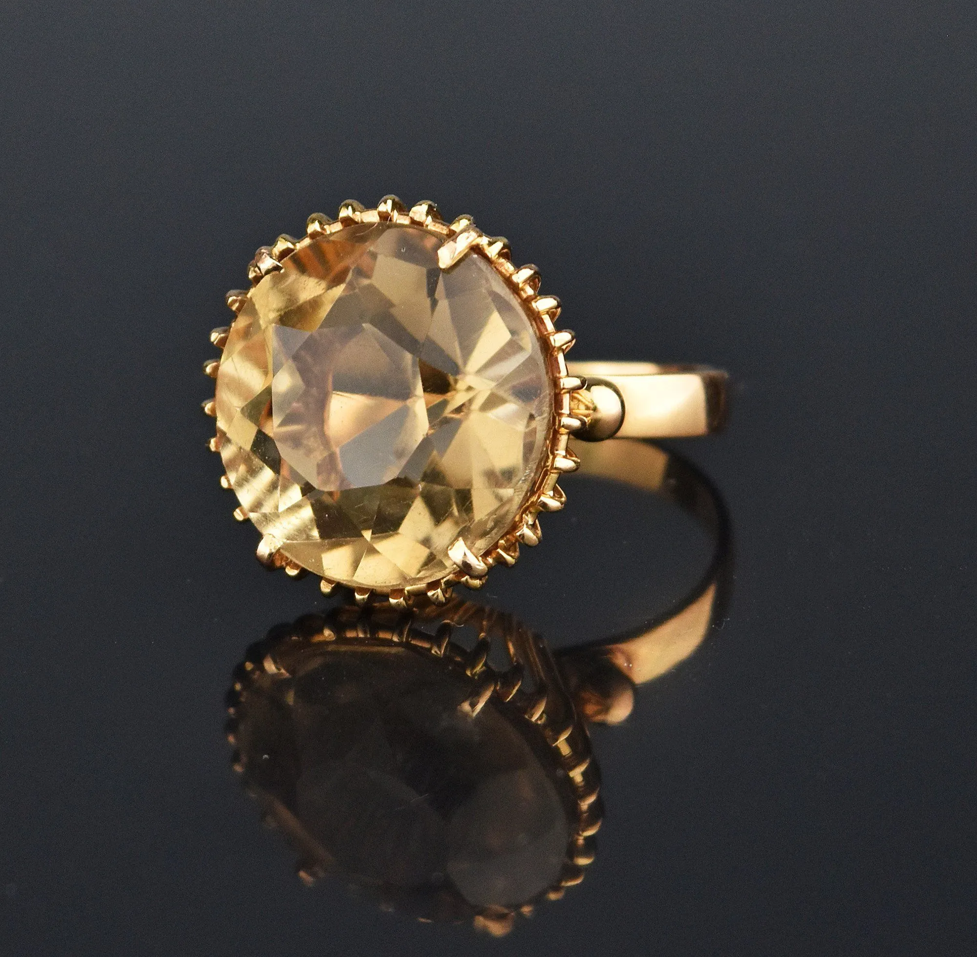 Vintage 18K Gold Citrine Italian Ring