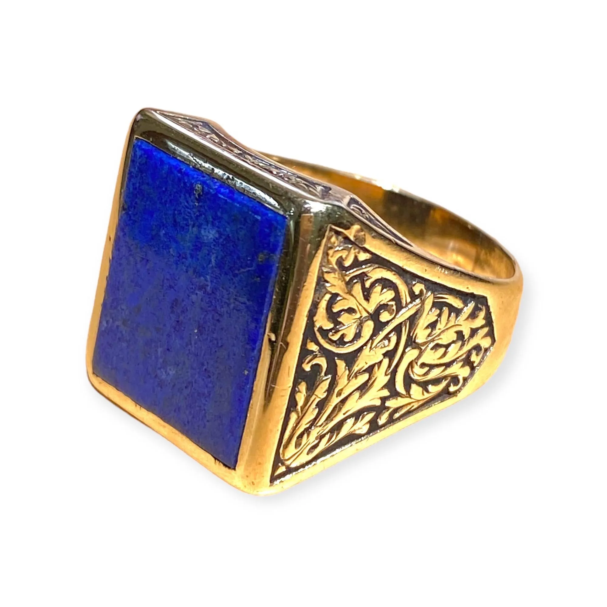 Vintage 18K Gold Lapis Lazuli Signet Ring