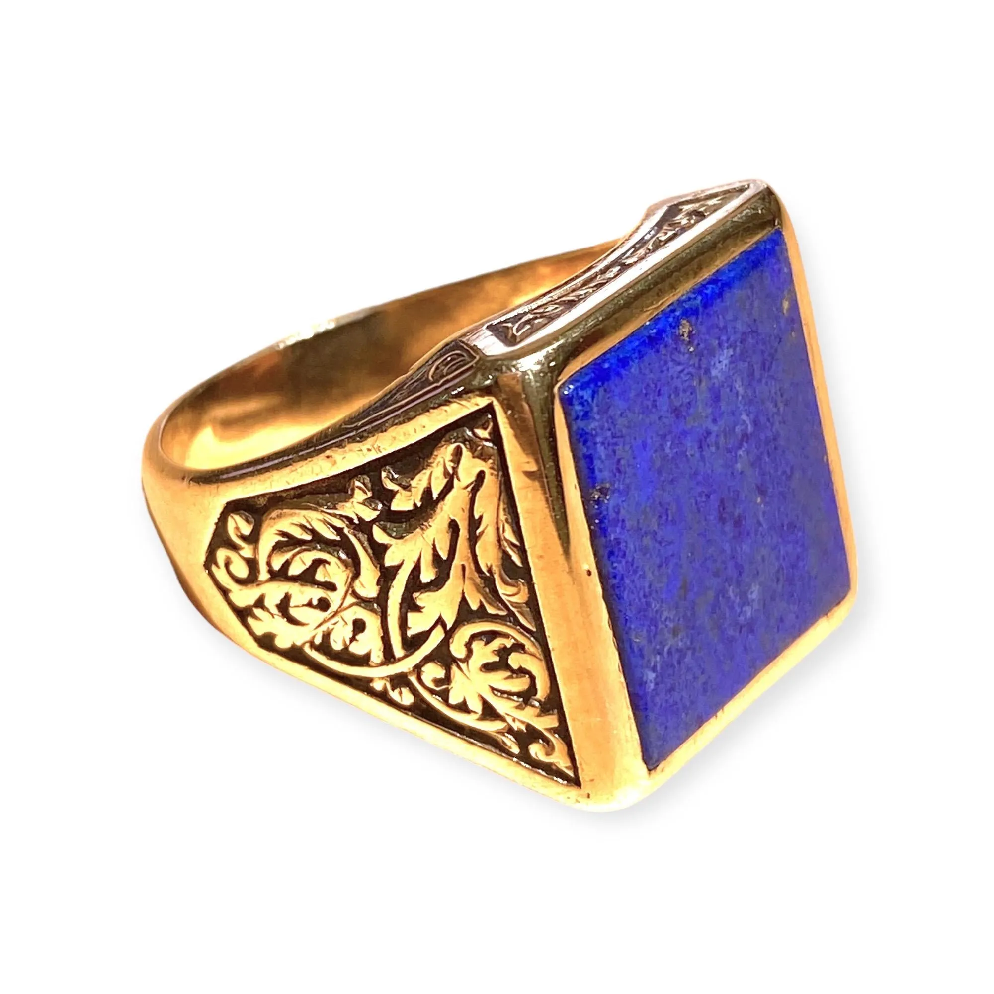 Vintage 18K Gold Lapis Lazuli Signet Ring