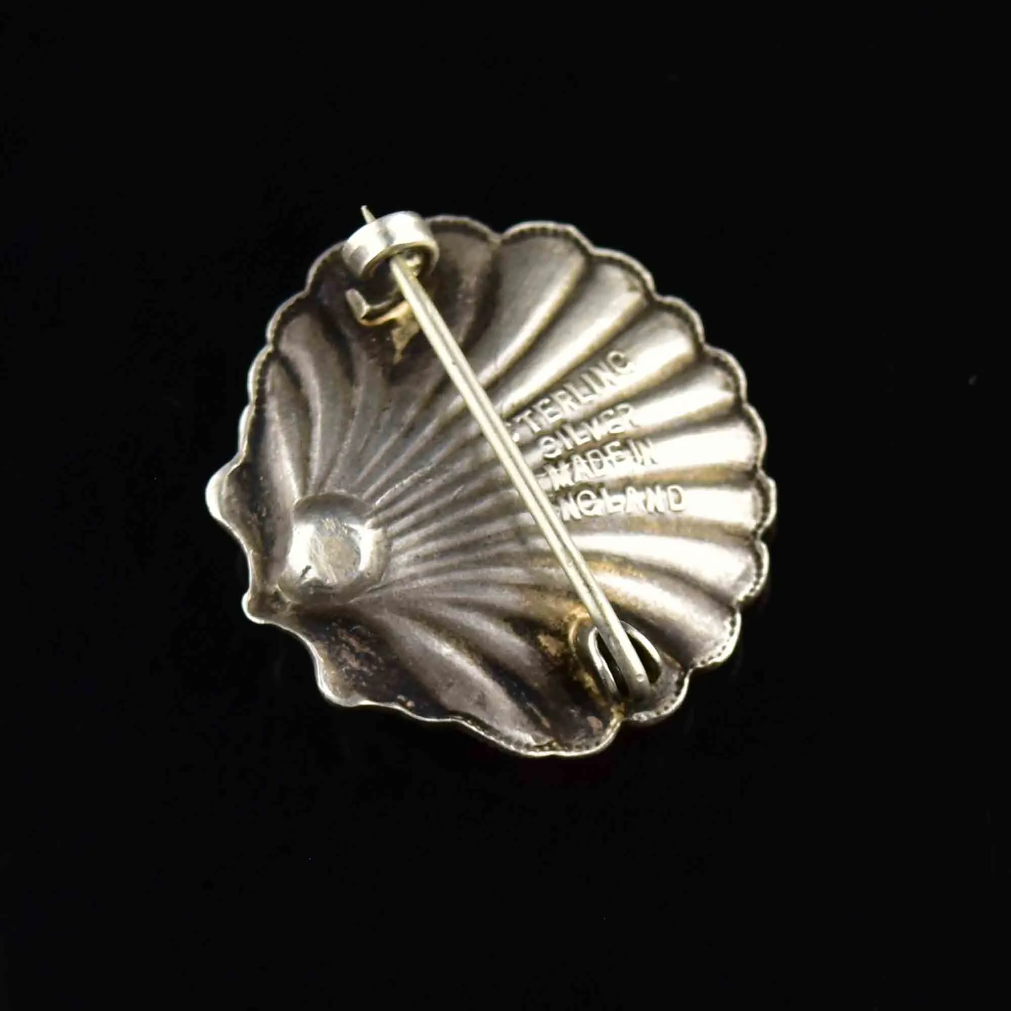 Vintage Art Deco Pink Enamel Pearl Shell Brooch