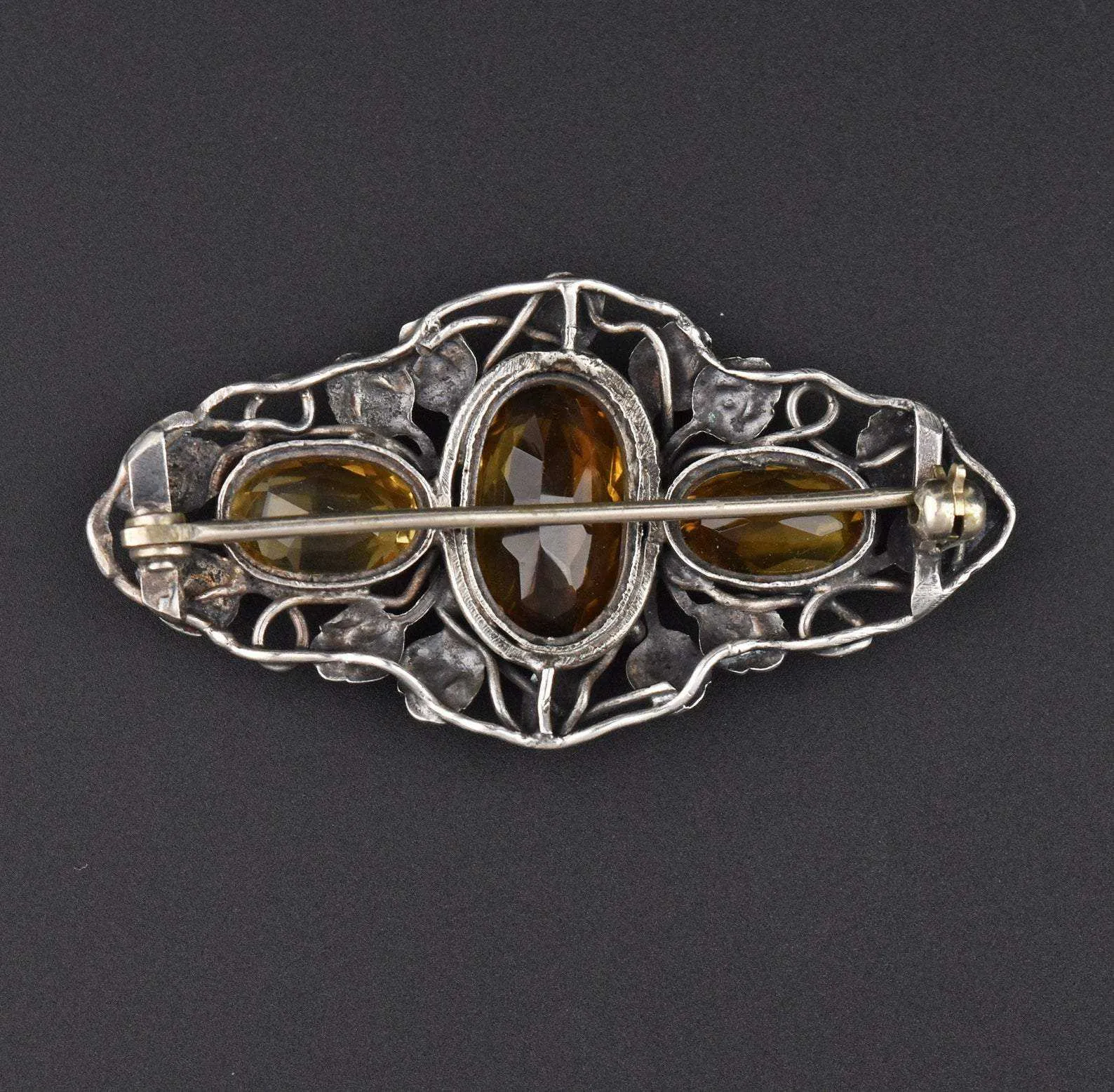 Vintage Art Nouveau Silver Topaz Brooch - ON HOLD