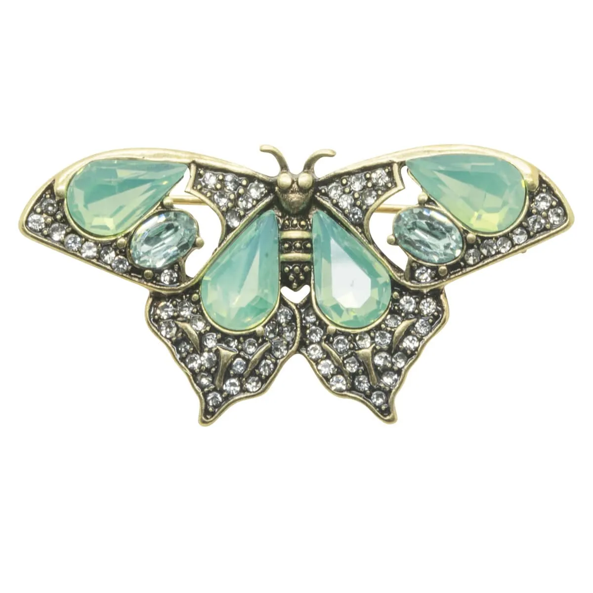 Vintage Butterfly Brooch: Opal Green Vintage Brooch