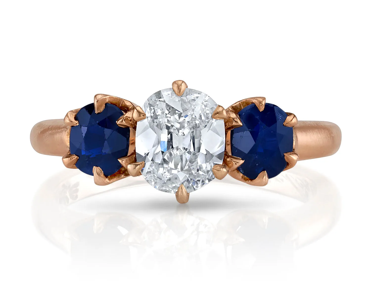 Vintage Cushion Diamond and Sapphire Ring (circa 1930's)