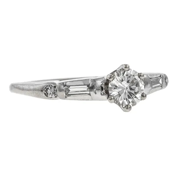 Vintage Diamond Engagement Ring, Round Brilliant Cut 0.40ct