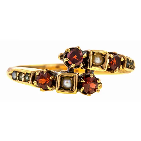 Vintage Garnet & Pearl Ring