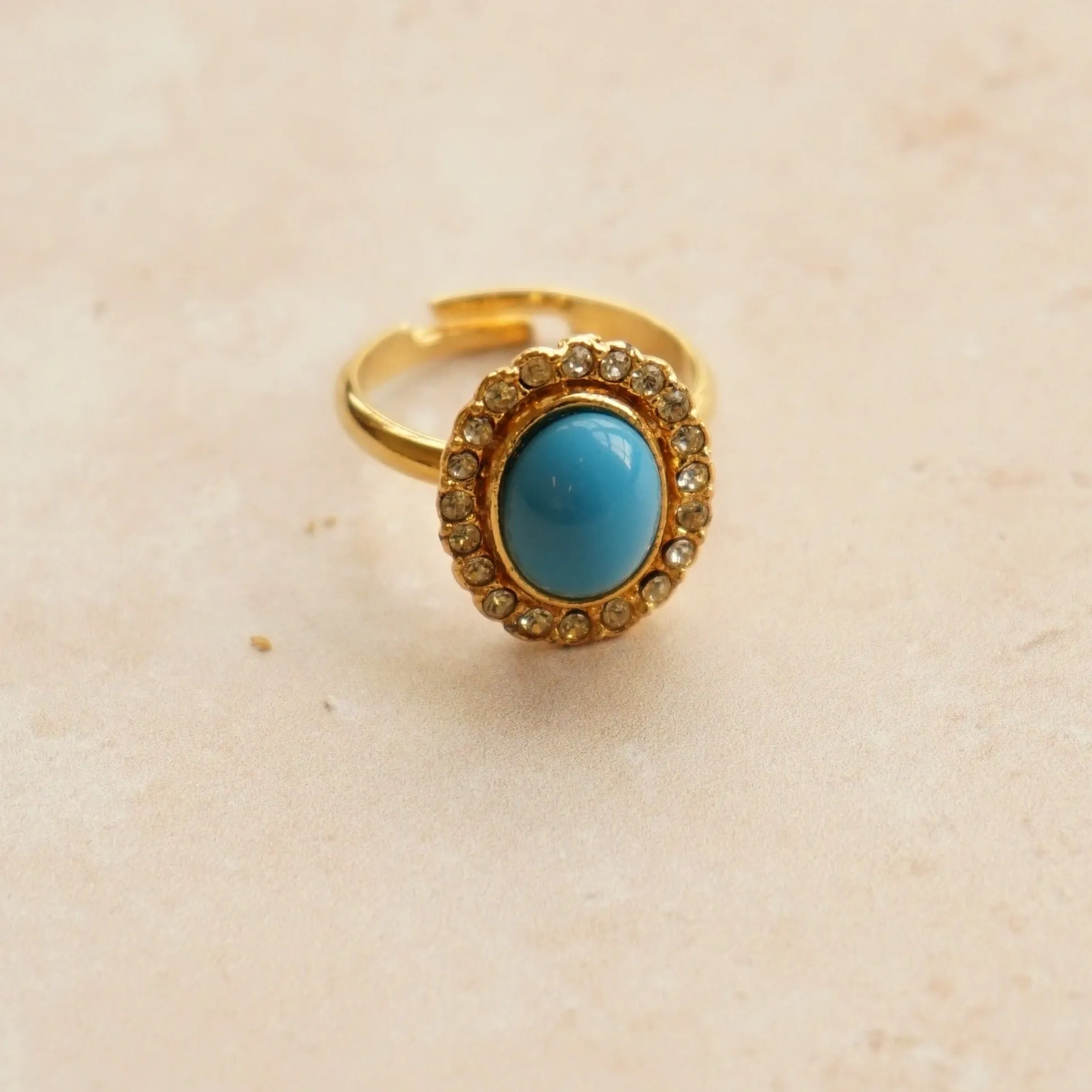 Vintage Stone & Crystal Adjustable Ring