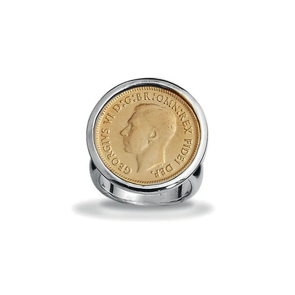 Von Treskow YELLOW GOLD SIXPENCE COIN RING