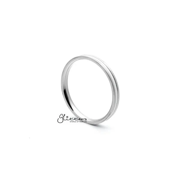 White Enamel Filled Center Stainless Steel Women's Rings