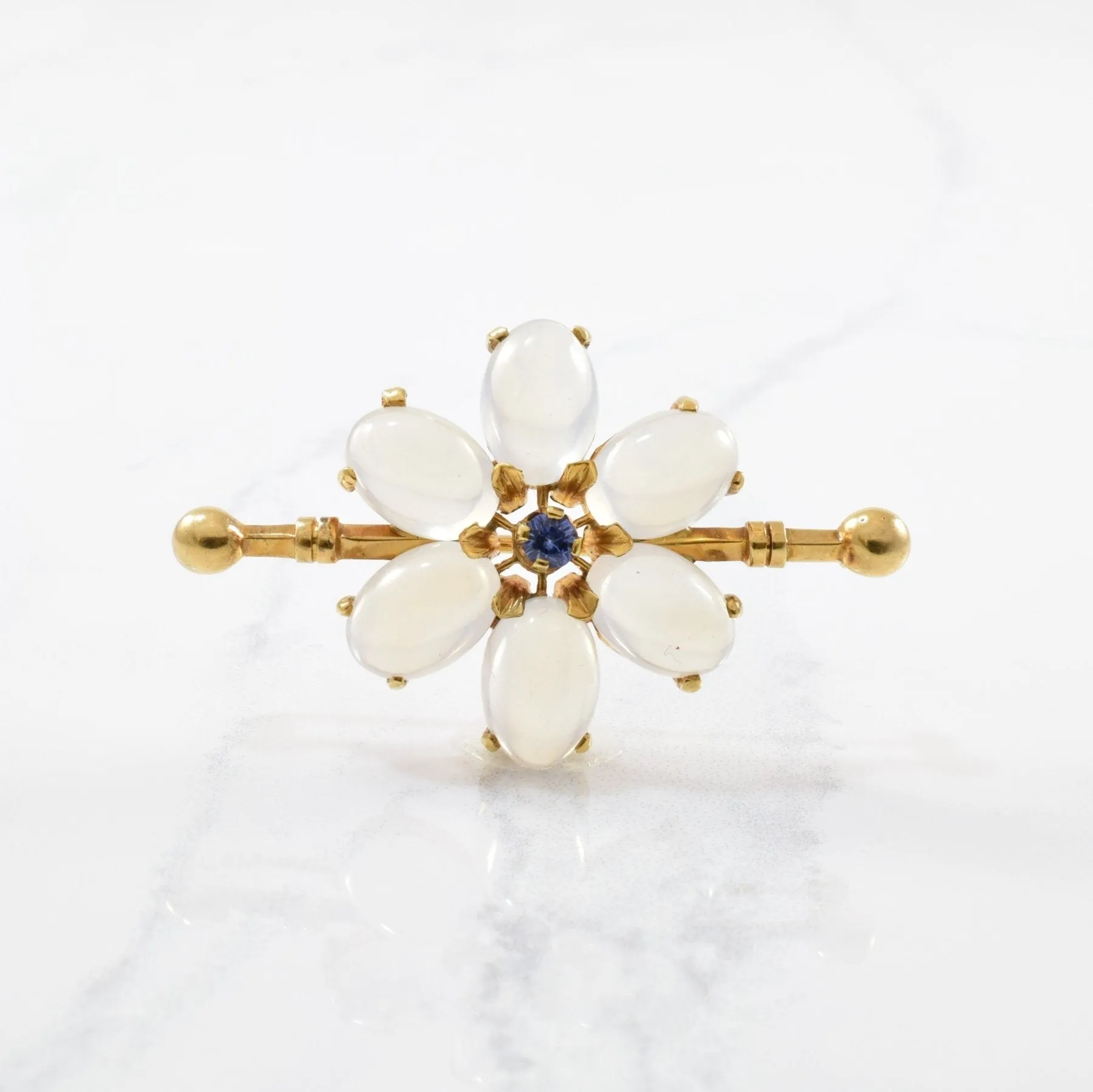 'Wordley, Allsopp, and Bliss' Vintage Sapphire & Moonstone Brooch | 0.13ct, 10.50ctw |