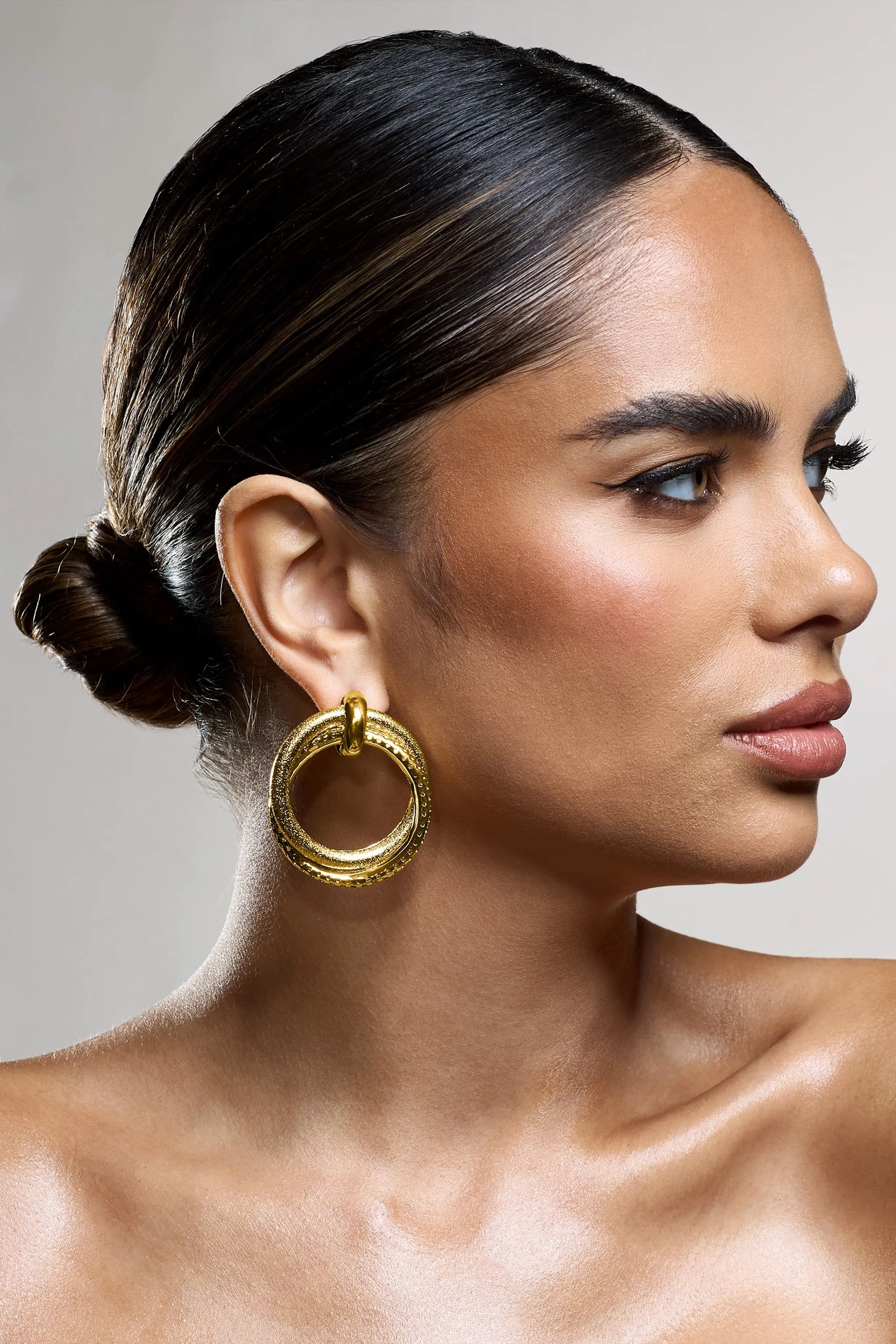 Zanetti | Gold Layered Circular Drop Earrings